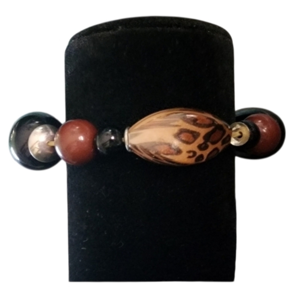 Leopard Print Beaded Bracelet